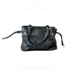 Black Coach Purse w/ silver accents & drawstrings